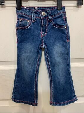 Toddler Girl 2T Wired Heart Bootcut Western Denim Pink & Bedazzled Jean.    3707